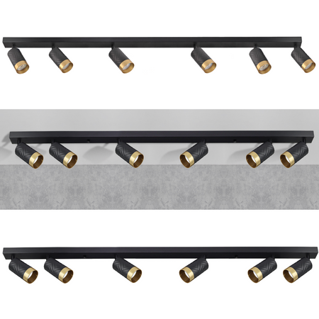 Nástěnné a stropní bodové svítidlo 6x GU10 Black Gold ARRAS Sanico Goldlux