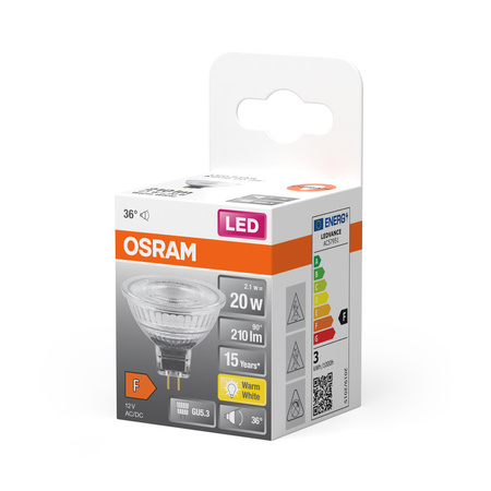 LED žárovka MR16 reflektor GU5.3 2,1W = 20W 210lm 2700K teplá bílá 12V 36° STAR Osram