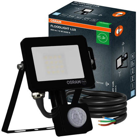 LED reflektor Halogenový venkovní reflektor 10W 6500K 900lm IP65 se senzorem pohybu a soumraku SENSOR FLOODLIGHT LUX OSRAM