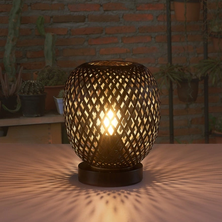 Dekorativní stolní lampa E27 Black BAMBOO NATURAL Sanico Goldlux