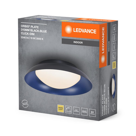 Plafond Koupelnové stropní světlo Povrchová montáž 19W 1000lm 3000K Teplá černá modrá IP20 Stmívatelné Obris Ledvance