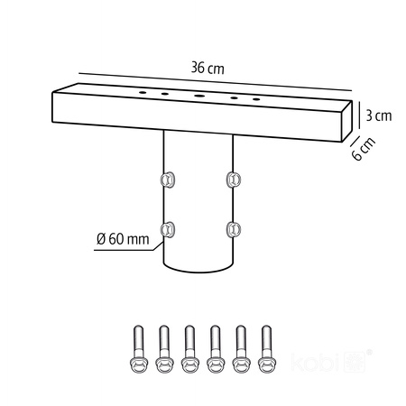 Montážní držák pro kování světlometů BASE TP Fi 6cm Black Kobi