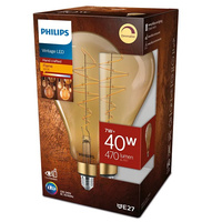 LED žárovka E27 A160 7W = 40W 470lm 1800K Teplá bílá Filament Jantar PHILIPS Stmívatelné