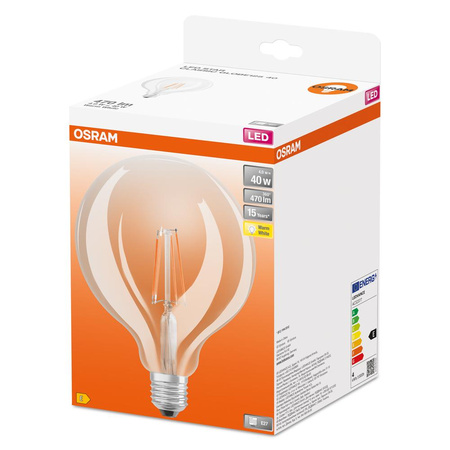 LED žárovka E27 G125 4W = 40W 470lm 2700K Teplá bílá 300° OSRAM Retrofit Filament