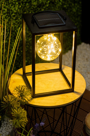 LED solární lampa Venkovní zahradní stojací závěsná lucerna 3000K IP44 26cm soumrakový senzor