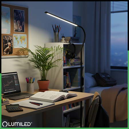 LED 14W CCT stmívatelná stojací lampa s nastavitelnou výškou LONGA 2 černá LUMILED