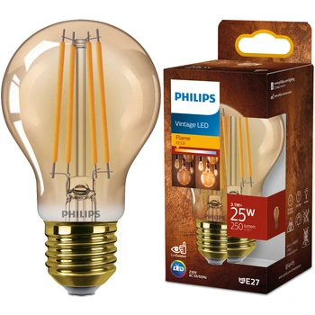 LED žárovka E27 A60 3.1W = 25W 250lm 1800K Teplá bílá vlákno jantarové PHILIPS