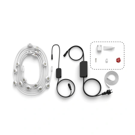 Venkovní zahradní girlanda 18 m IP65 32LED RGB SMART Smart Bluetooth ZigBee Bílá a barevná Ambiance Festavia Philips HUE