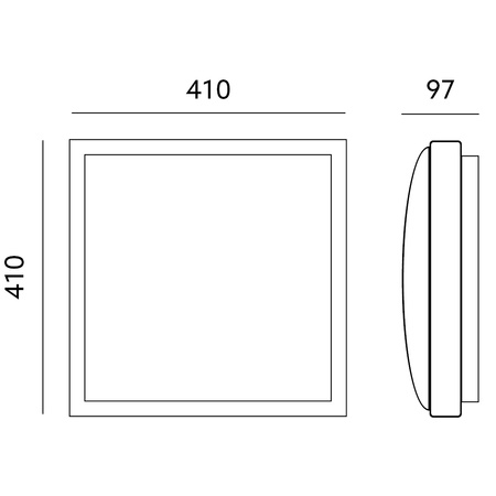 Plafond LED stropní svítidlo 41cm 2x E27 černý čtverec + 2x LED žárovka 10W 4000K Lumiled