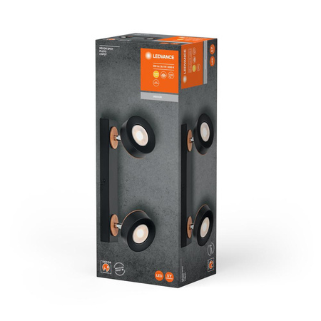 LED stropní nástěnné svítidlo Nástěnné povrchové svítidlo 9,6W 615lm CCT Dekorativní černý bod Pluto Ledvance