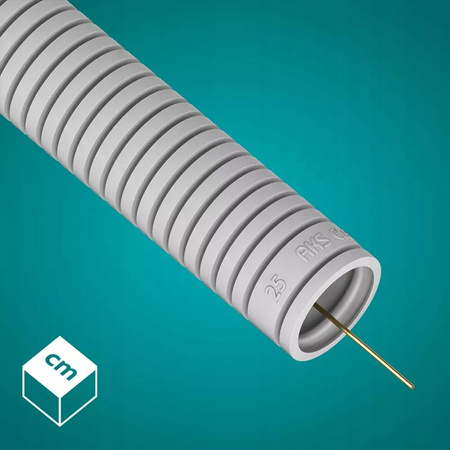 Vlnitá trubka RKGL 25mm 320N trubka s dálkovým ovládáním pro ochranu kabelu 50m šedá AKS ZIELONKA