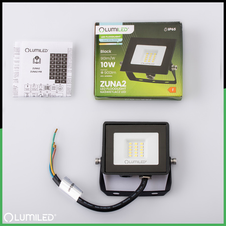 LED Reflektor 10W, 900lm 6500K IP65 Černá ZUNA2 LUMILED