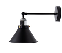 Nástěnná lampa Black Chrome E27. kovová nástěnná lampa. pohyblivé stínidlo Loft
