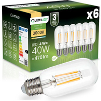 6x LED žárovka E27 T45 FILAMENT 4W = 40W 470LM 3000K teplá bílá 360° Decorative LUMILED