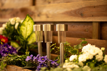 LED zahradní lampa na solární pohon satén INOX / CHROME