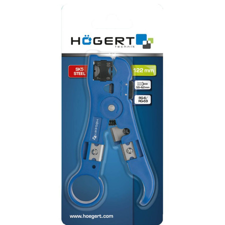 Odstraňovač kabelové izolace Nastavitelný univerzální nůž se 2 čepelemi Hoegert Technik