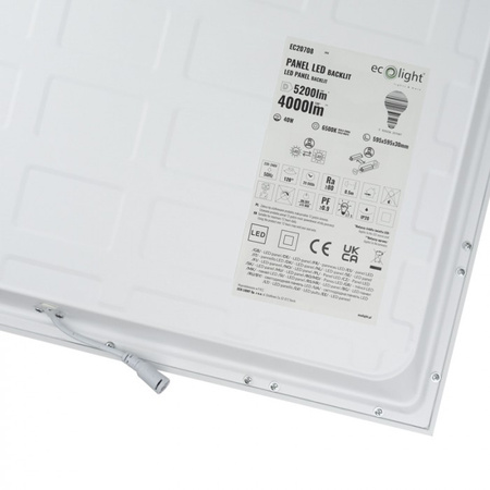 LED panel 60x60 Zapuštěný podhled 40W 5200lm 6500K Studená bílá podsvícený Ecolight