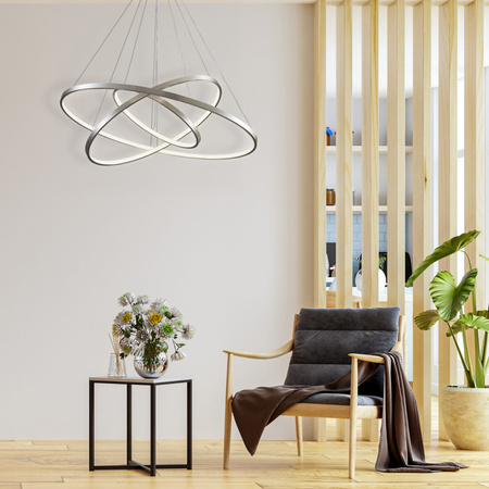 Stropní závěsné svítidlo LED 60W 8000lm 4000K Neutrální 120° Stříbrná LEA Sanico Goldlux