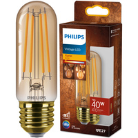 E27 T32 LED žárovka 7W = 40W 470lm 1800K Teplá bílá Filament Jantar PHILIPS