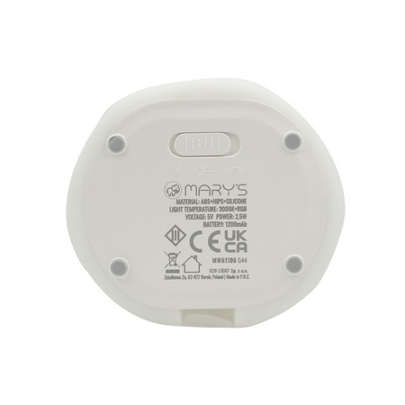 Dětské noční světlo LED 2,5W 3000K teplé + vícebarevné RGB dobíjecí 1200mAh bílé MARY'S ANGEL