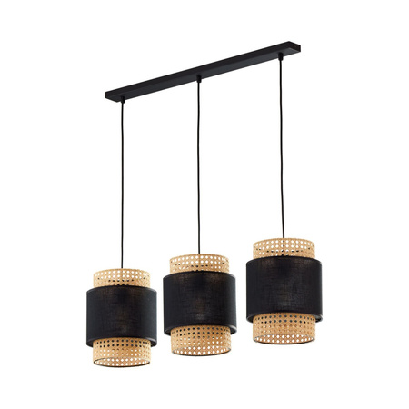 BOHO BLACK Závěsné stropní svítidlo Rattan Strip Black Boho Style 3xE27 6541 TK Lighting