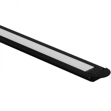 Zapuštěný hliníkový LED profil pod omítku černý 2m se stínítkem z mléčného skla pro LED pásky + krytky Ecolight řady P