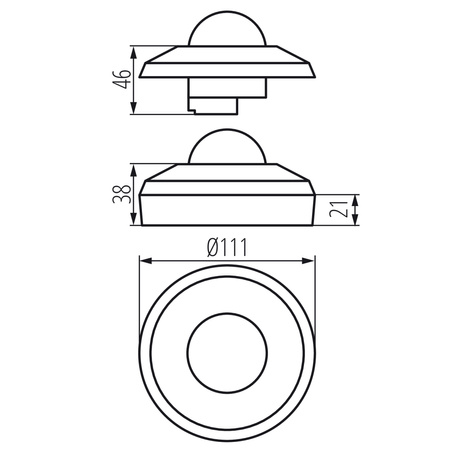 PIR senzor pohybu 20m 360° vnitřní povrchová montáž černý SENTO KANLUX