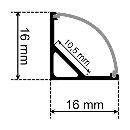 Rohový Hliníkový Profil pro LED KM55, Stříbrný 1m LUMILED