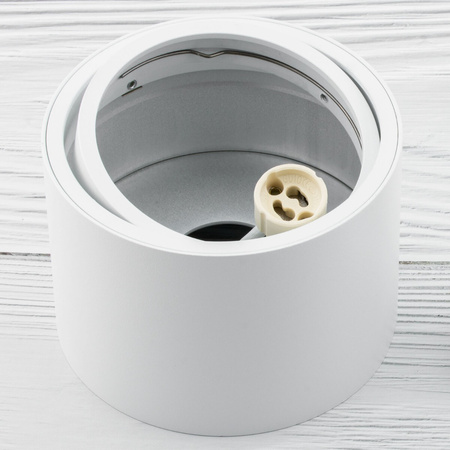 Sada halogenového svítidla pro povrchovou montáž Kovově bílá SPOT TUBA 10cm + LED žárovka GU10 ES111 15W COB 4000K