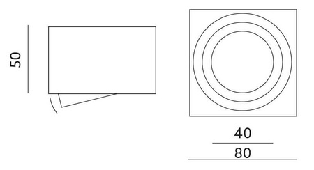 Povrchové Halogenové svítidlo 50mm, Nastavitelná Čtvercová Bílá AMAT-S + LED 7W 4000K LUMILED