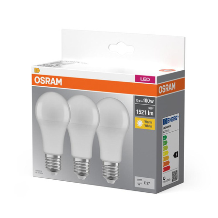 3x LED žárovka E27 A60 14W = 100W 1521lm 2700K Teplá bílá 360° OSRAM