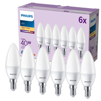 Sada 6x LED žárovka E14 B35 4,9W = 40W 470lm 2700K Teplá matná PHILIPS