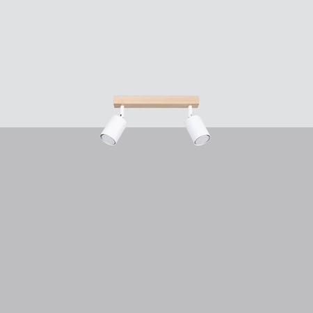 VERDO 2 2xGU10 Bílé dřevěné moderní stropní svítidlo SOLLUX