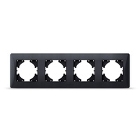 Horizontální rámeček pro čtyřzásuvkové nástěnné zásuvky Černá BINERA VIDEX