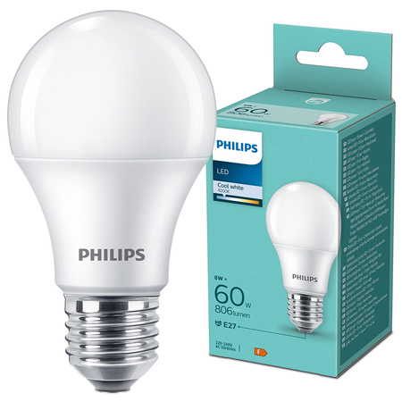 LED žárovka E27 A60 8W = 60W 806lm 4000K Neutrální bila Milky PHILIPS
