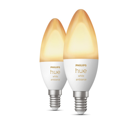 2PAK LED žárovka svíčka E14 B39 4W CCT PHILIPS HUE White & Ambiance Bluetooth Zigbee