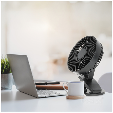 Stolní ventilátor s klipem Přenosný dobíjecí USB-C černý Viento Windstar Kobi