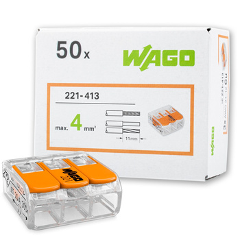 50x WAGO 221-413 Quick Connect Instalační konektor pro KABEL 3x0.2-4mm