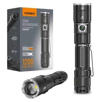 Nabíjecí ruční svítilna LED 10W 1200lm Zoom 6 režimů USB-C IP44 Videx