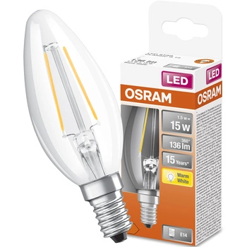 LED žárovka E14 B35 CL 1.5W = 15W 136lm 2700K Teplá bílá 300° vlákno OSRAM STAR