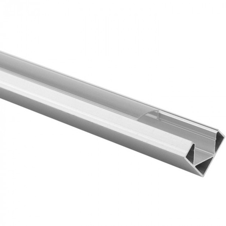 LED rohový hliníkový profil, povrchově eloxovaný 2m s průhledným difuzorem pro LED pásky + koncovky Ecolight řady R