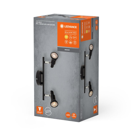 LED stropní nástěnné svítidlo Nástěnné svítidlo pro povrchovou montáž 6,8 W 460lm 3000K Warm Dimmable Black LED Spot Ledvance