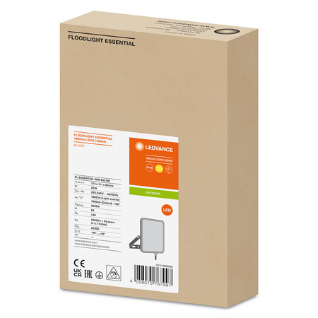 Reflektor LED 20W 3000K 1600lm IP65 Černá LEDVANCE ESSENTIAL