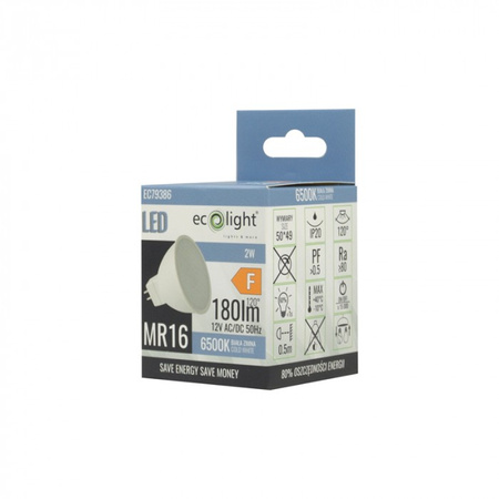 LED reflektorová žárovka MR16 GU5.3 2W 160lm 6500K studená bílá 12V Ecolight