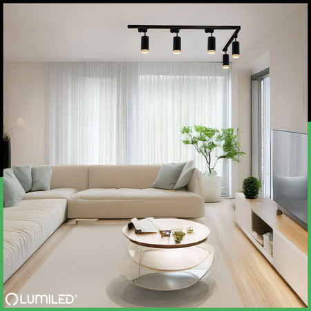 Sada 3m kolejnic + 5x stropní svítidlo s reflektorem GU10 LUMILED track lighting