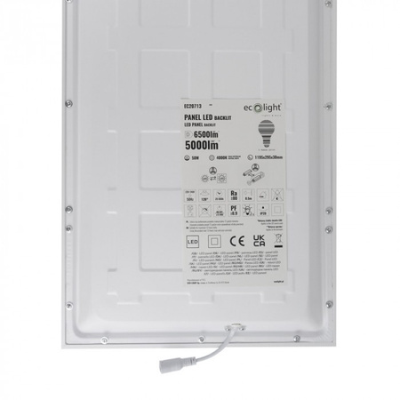 LED panel 120x30 Zapuštěný podhledový panel 50W 6500lm 4000K neutrální bílá podsvícený Ecolight