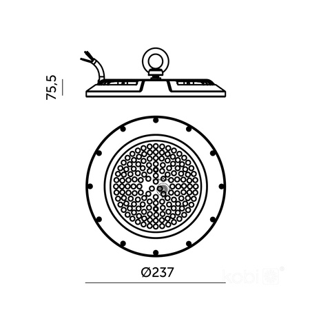 Průmyslové svítidlo LED High Bay 100W 12000lm 4000K Neutral Black IP65 IK10 Graza Kobi