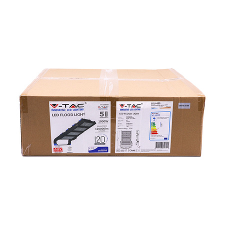 Reflektor LED 1000W 120000lm 4000K IP66 Stmívatelný čip Samsung VT-1002D V-TAC