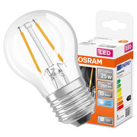 LED žárovka E27 P45 2.5W = 25W 250lm 4000K Neutrální bila 300° vlákno OSRAM STAR