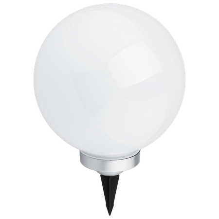 LED solární zahradní lampa zapuštěná RGB koule 30 cm bílá a stříbrná + dálkové ovládání VOLTENO